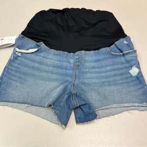 Isabel Maternity Super Stretch Blue Denim Midi Short Size 16